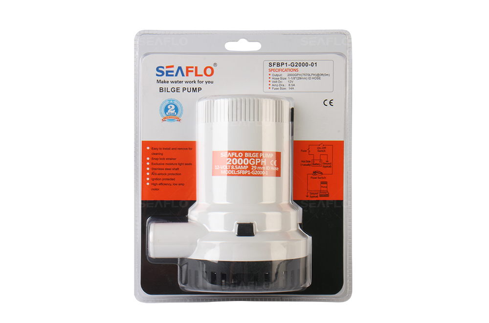 SAILFLO Sailfo.US 2000 GPH 12v Submersible Boat Marine Plumbing Electric Bilge Pump 1 1/8 Outlet.-with Float Switch 