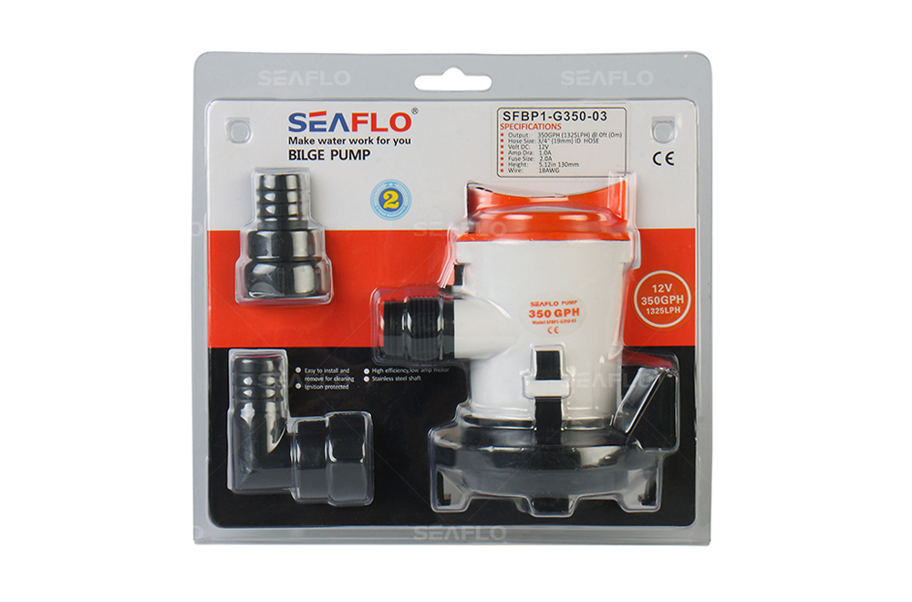 03 Series 12V 350GPH Seaflo Bilge Pump/Side Mounting Strainer Base