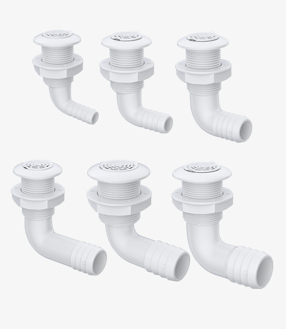 90° Thru Hull Fittings with Strainer, 04 Series